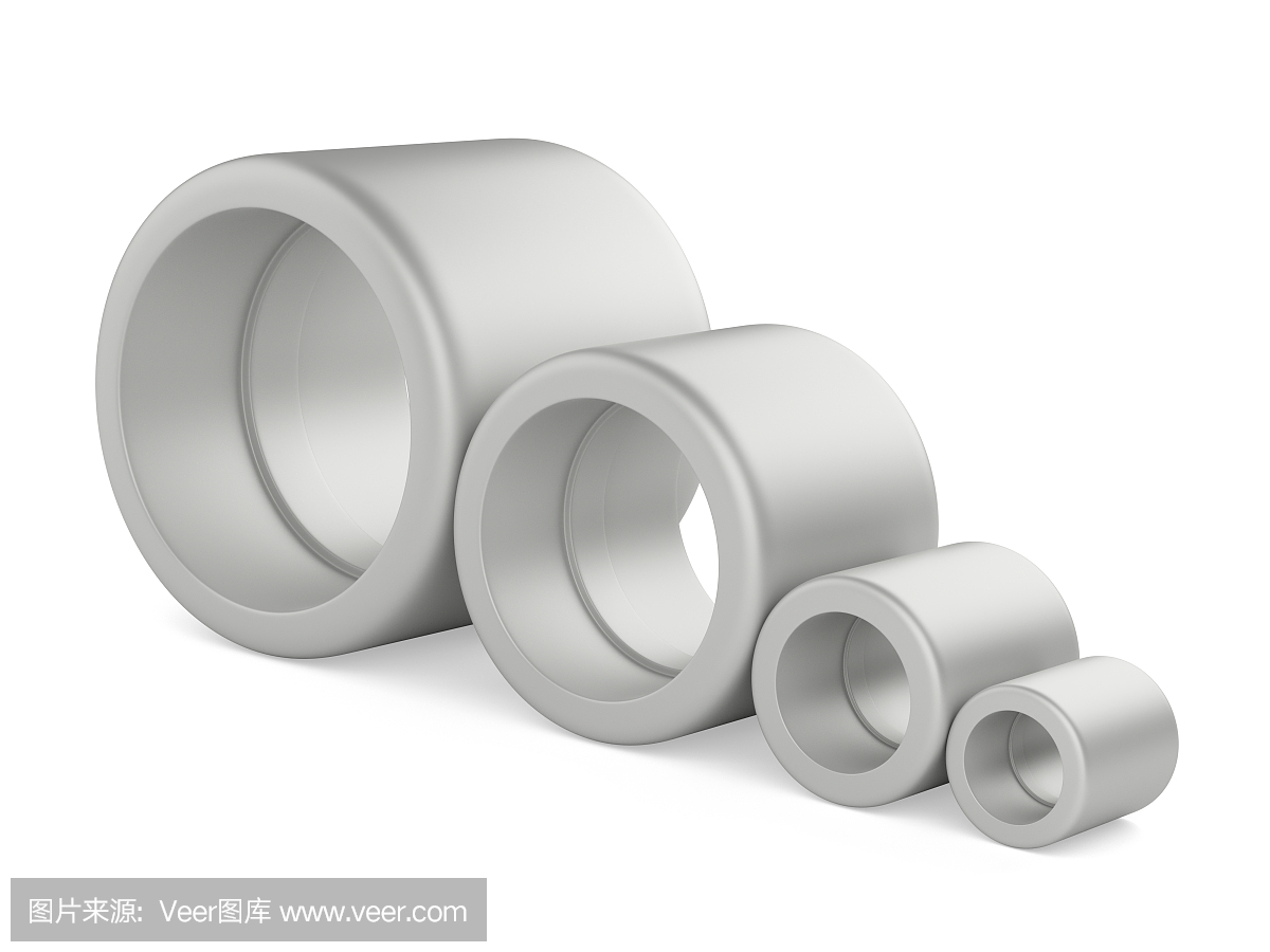 設置在白色背景上的管道配件。